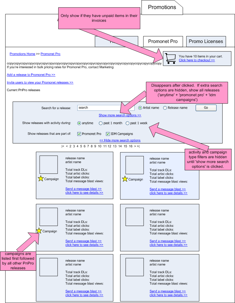 promonet-pro-all-releases-spec Wireframe for selection UI